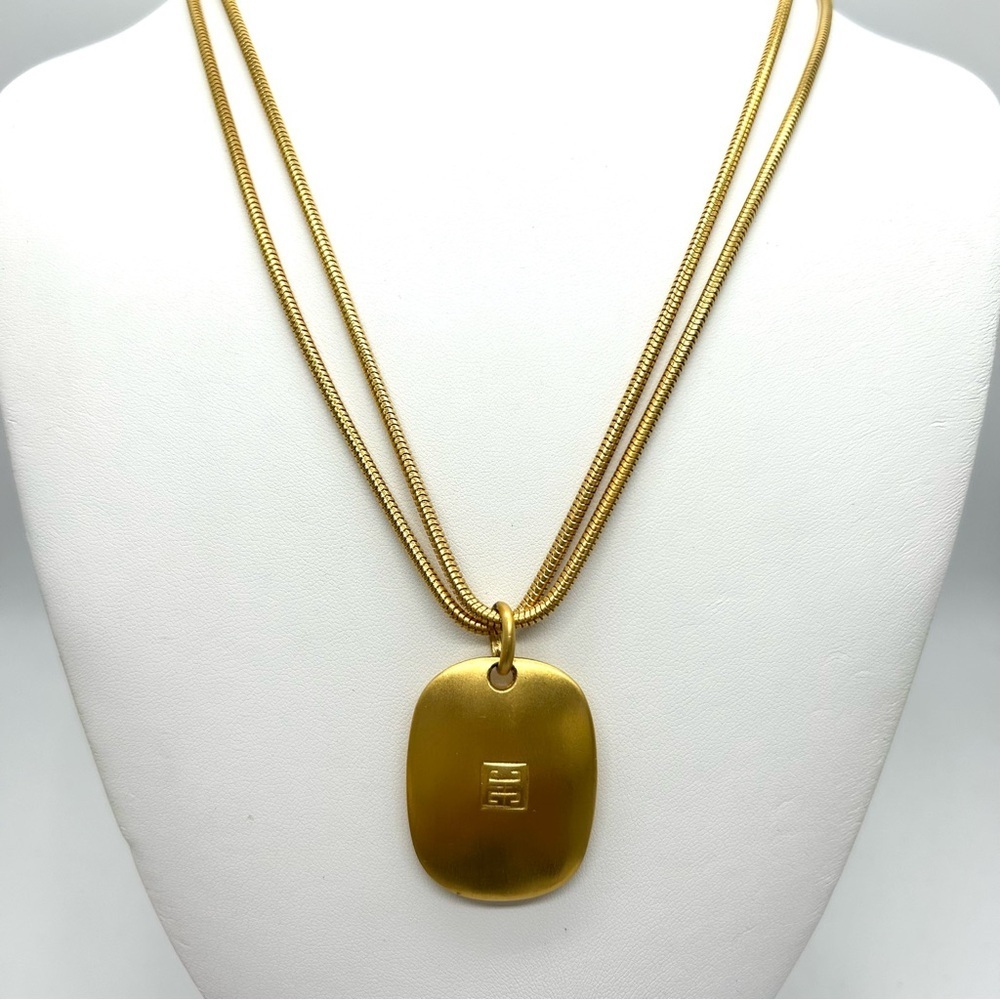Givenchy Vintage Ave George v Paris Brushed Gold Pendant Necklace